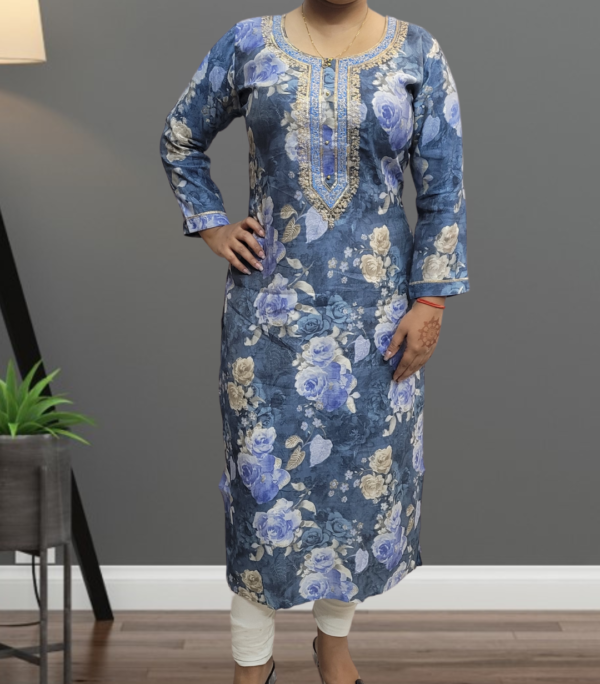 Muslin Kurti with Zari Embroidery Work