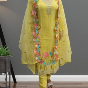 Schiffli Cotton Suit with Embroidered