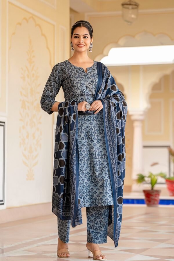 Cotton 3pc Set with Designer Farida Gupta Pattern