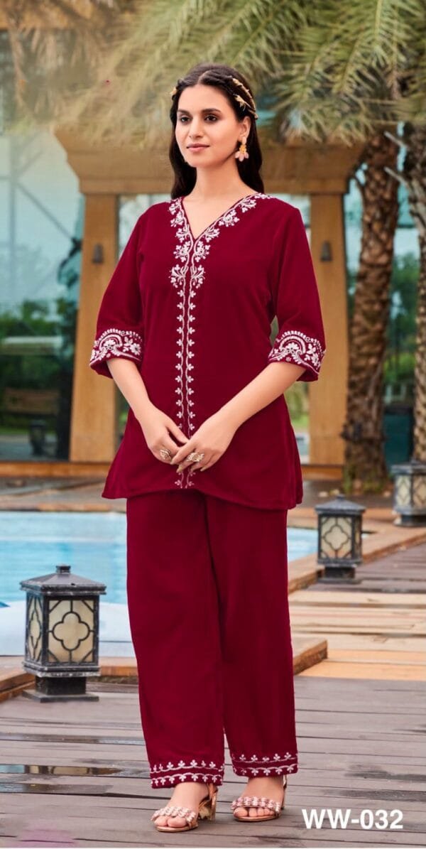 Velvet Zari & Resham Embroidery 3-Color Set
