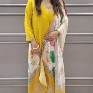 Natural Crepe A-Line Kurta for Party Wear