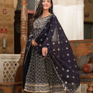 Rayon Anarkali Suit Adorned