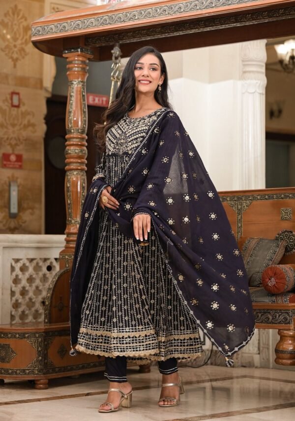 Rayon Anarkali Suit Adorned