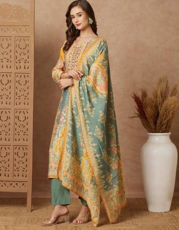 Modal Muslin Suit with Placement Print