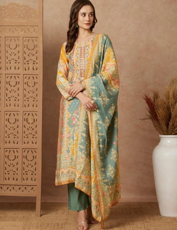 Modal Muslin Suit with Placement Print