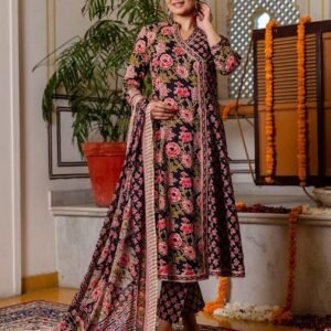 Angrakha Anarkali Suit for Women with Zari Work