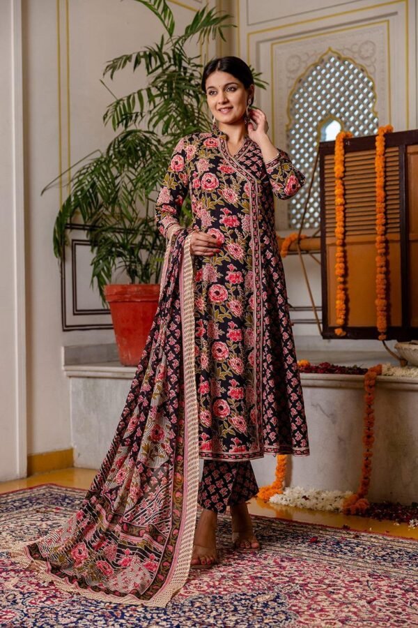 Angrakha Anarkali Suit for Women with Zari Work