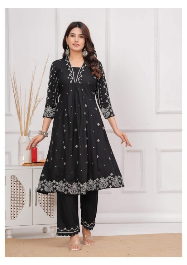 Rayon Mirror Work Kurti Set for Women