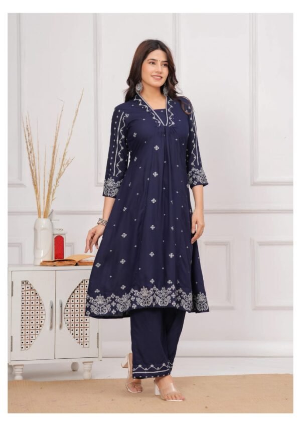 Rayon Mirror Work Kurti Set for Women