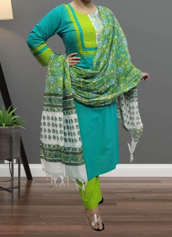 Handloom Cotton Suit for Women with Classic Block Print