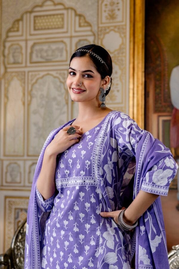 Cotton 3PC Suit with Adda Work