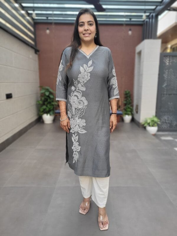 Rayon Dobby Kurta with Embroidery
